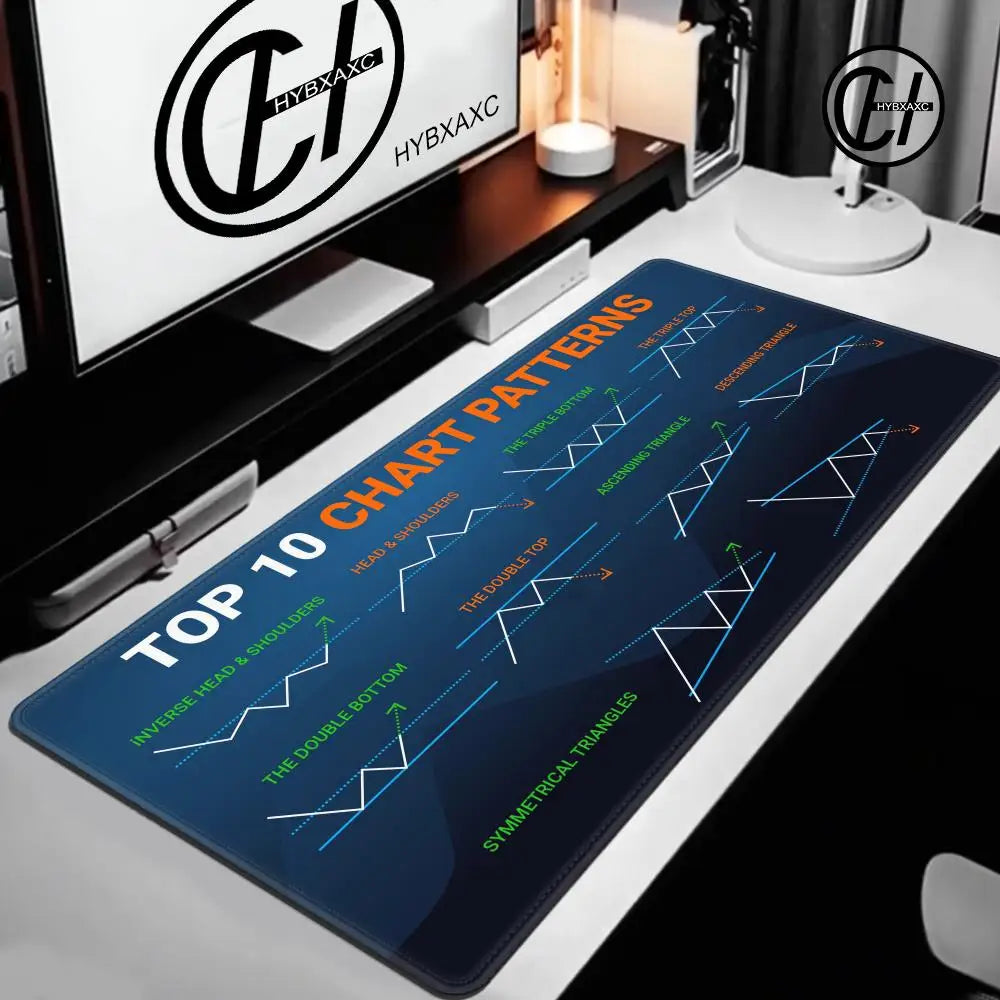 HD Chart Pattern Mouse Pad for Stock Market Forex Bitcoin Trader Desk Pad Investor Gift Candlestick Pattern Art Keyboard Mat