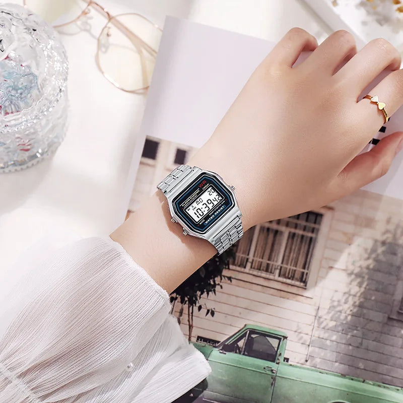 Luxury Rose Gold Women's Watch – Retro Digital Display Electronic Timepiece