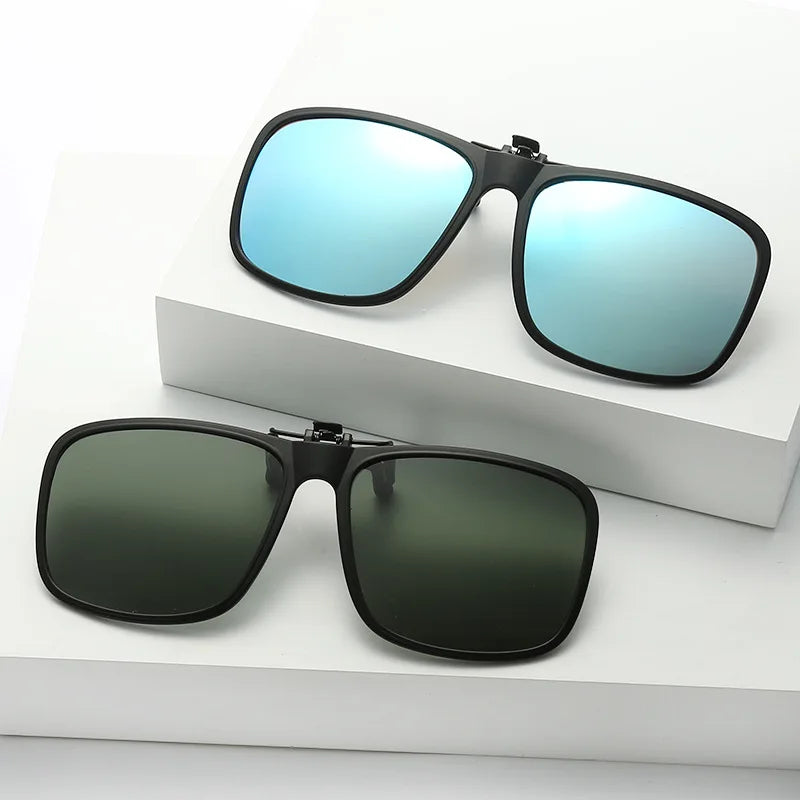 ⬛ 45% OFF! Square Polarized Clip-On Sunglasses - Flip-Up UV400 for Night Driving