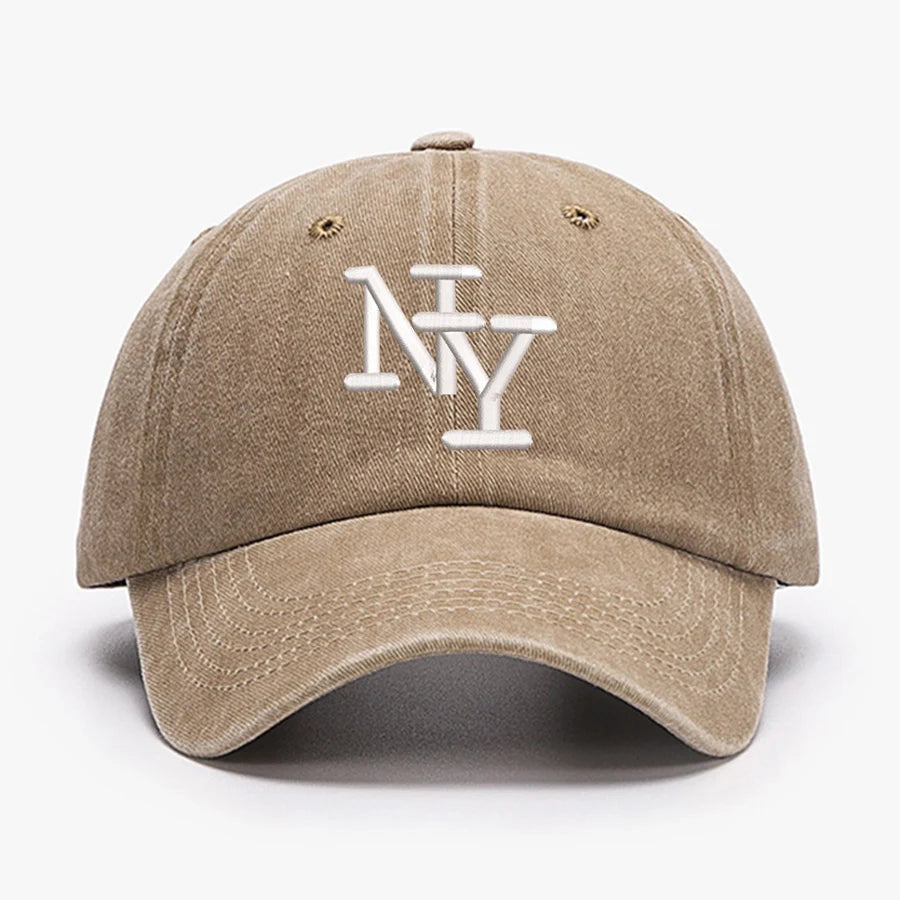 NY Embroidered Vintage Baseball Cap - Water Washed Sunscreen Hat for Sports & Fishing