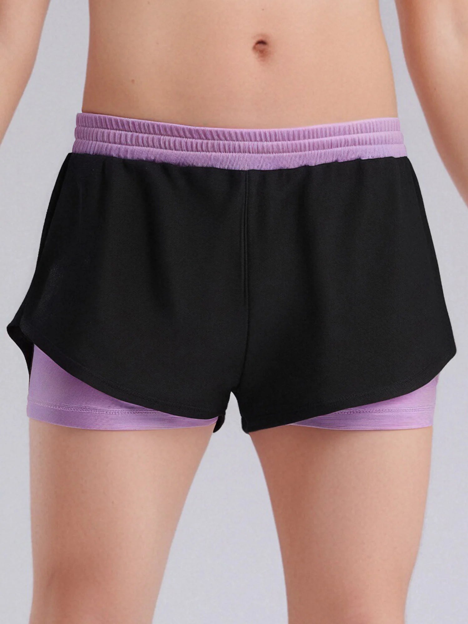 Girls Athletic Shorts - Double-Layer Sports Shorts for Yoga, Running & Workout (Ages 4-14)