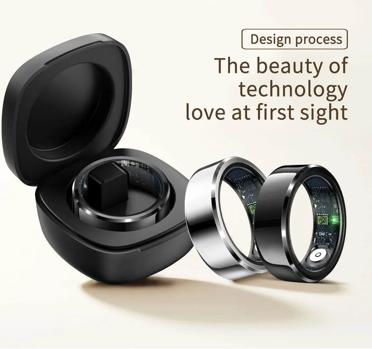 R6 Smart Ring with Charging Case Stainless Steel IP68 Waterproof Heart Rate Blood Oxygen Pressure Monitor Sport Fitness Tracker