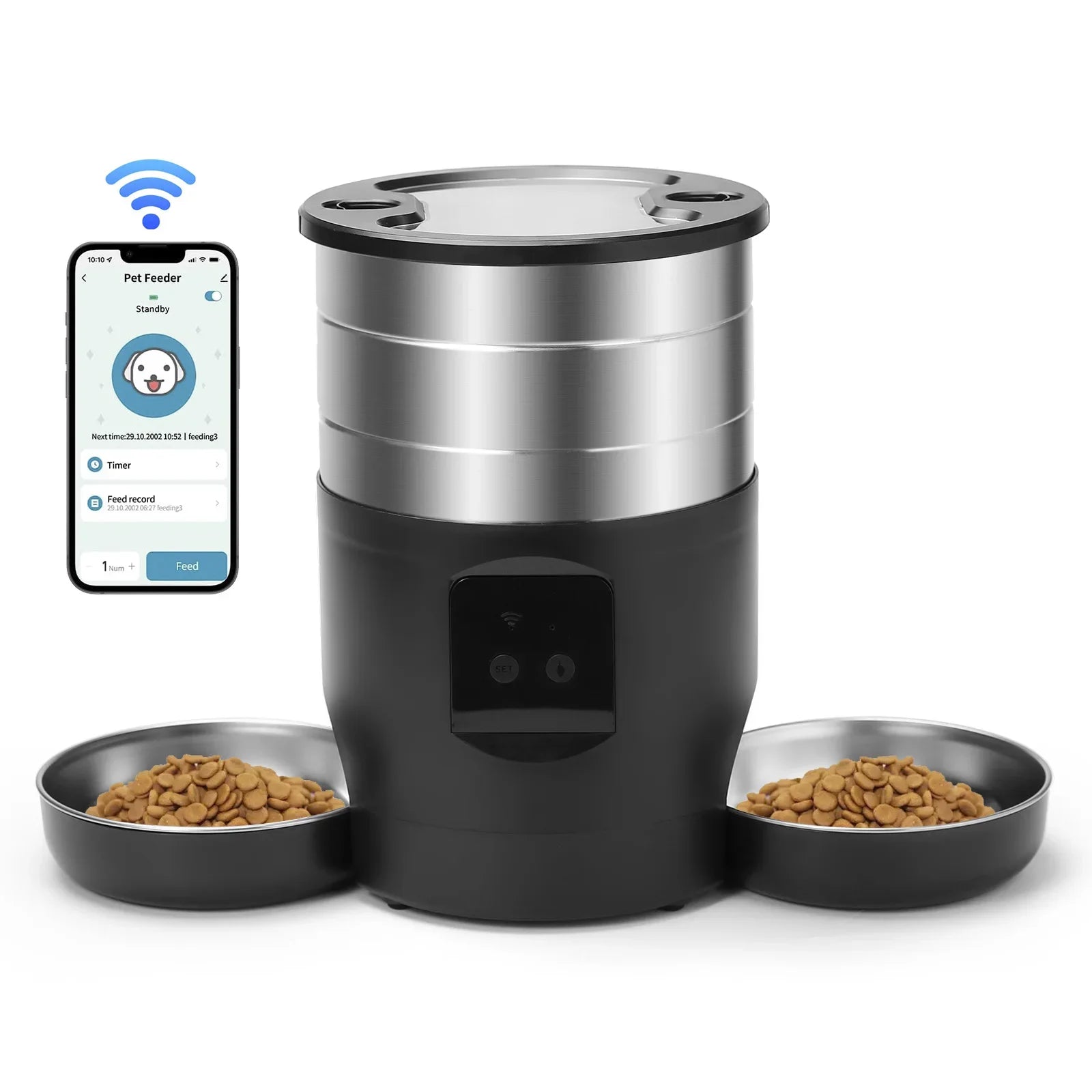 4.5L Smart Automatic Cat Feeder with WiFi & Stainless Bowls
