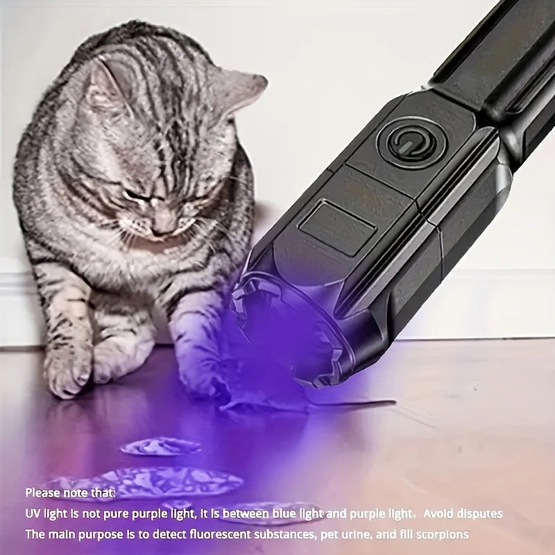 UV Flashlight 395nm - Portable Ultraviolet Blacklight Torch for Pet Urine Detection & Scorpions