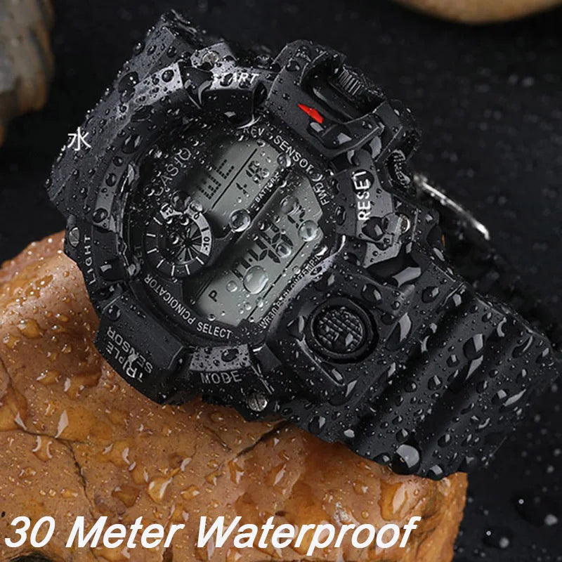 Men's Digital Sports Watch - Large Dial Waterproof Military LED Wristwatch