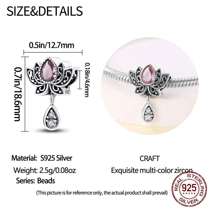 925 Sterling Silver Charm Bead with Zircon - Compatible Bracelet Charm