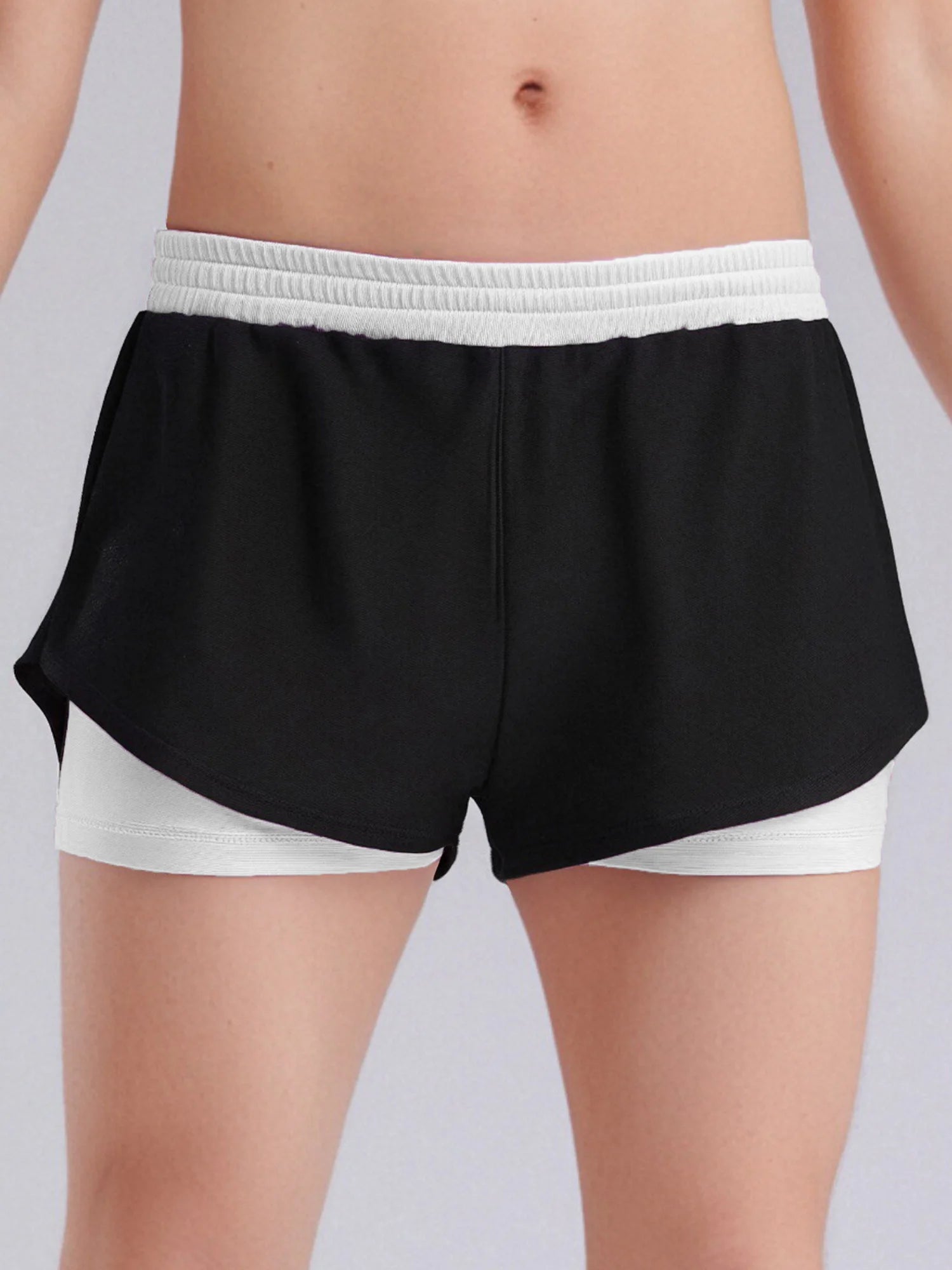Girls Athletic Shorts - Double-Layer Sports Shorts for Yoga, Running & Workout (Ages 4-14)