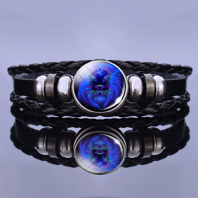 Zodiac Constellation Charm Bracelet - Multilayer Leather Bracelet for Men & Women