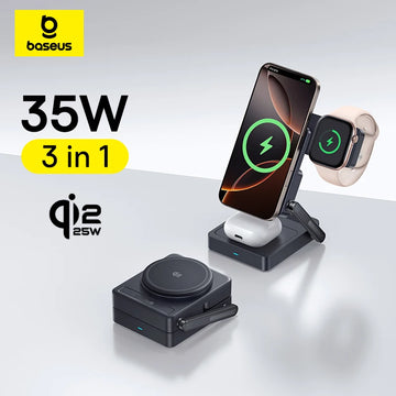 Baseus 3-in-1 Magnetic Wireless Charger – iPhone, AirPods & Apple Watch