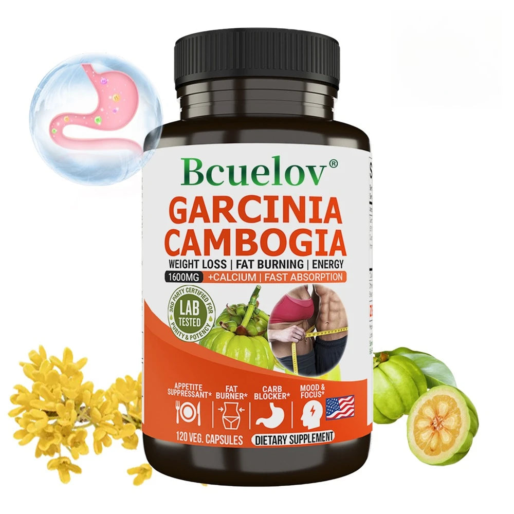 Garcinia Cambogia Capsules - Natural Fat Burner & Appetite Suppressant for Weight Loss