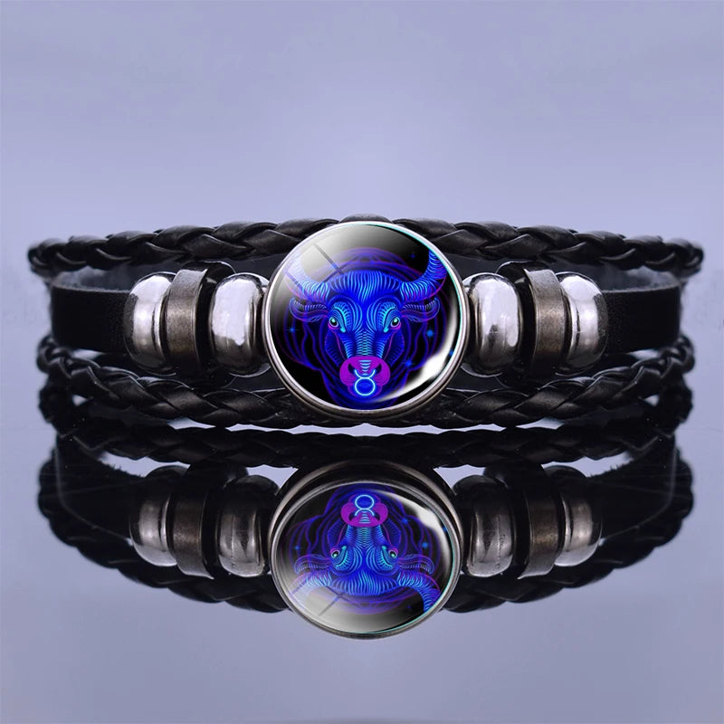 Zodiac Constellation Charm Bracelet - Multilayer Leather Bracelet for Men & Women