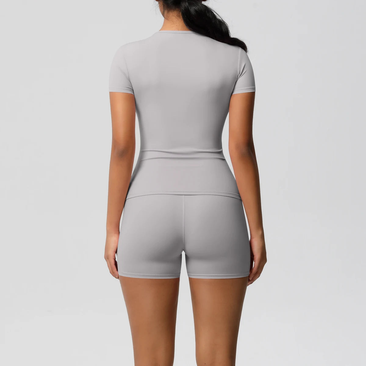 Women's 2-Piece Workout Set - Push-Up Shirt & High Waist Shorts for Yoga & Fitness