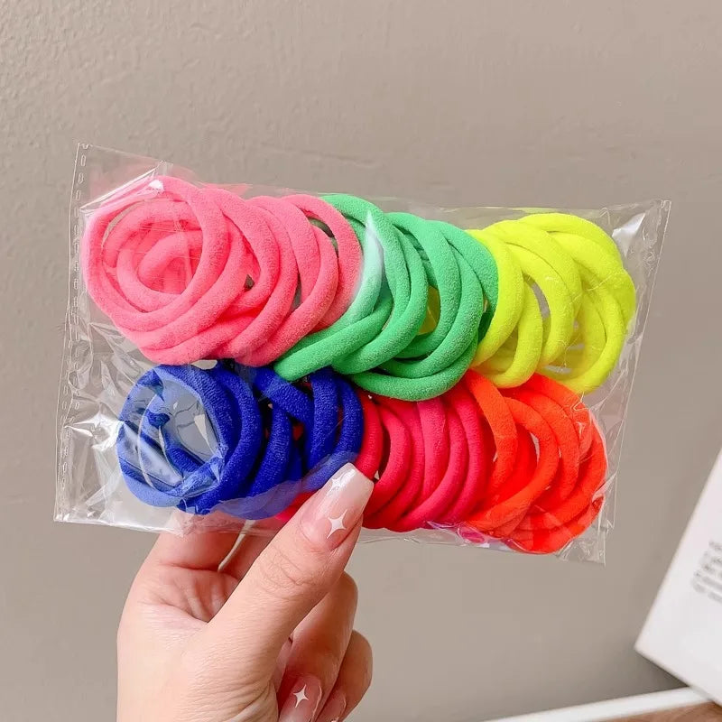 Colorful Elastic Hair Rope – Ponytail Scrunchie Set for Girls | Outdoor & Casual Wear