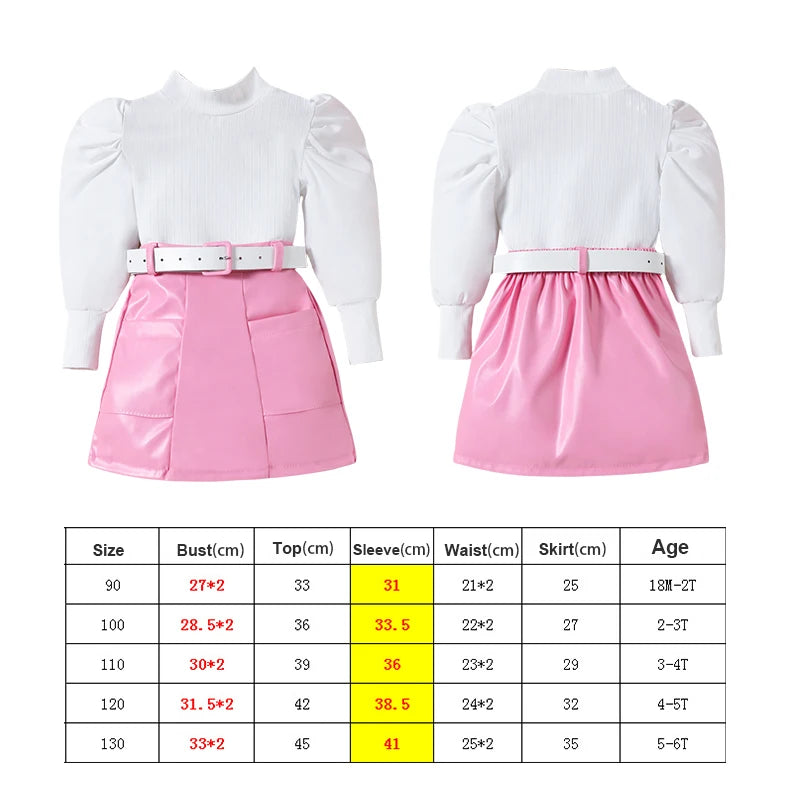 Girls Long Sleeve Top & Skirt Set - 2-Piece Fall Outfit (Ages 4-6)