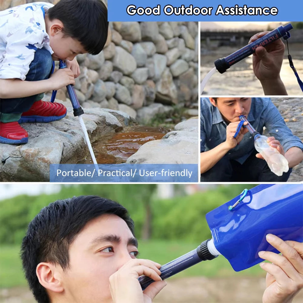 Portable Water Filter Straw - Emergency Survival Filtration System for Camping & Hiking