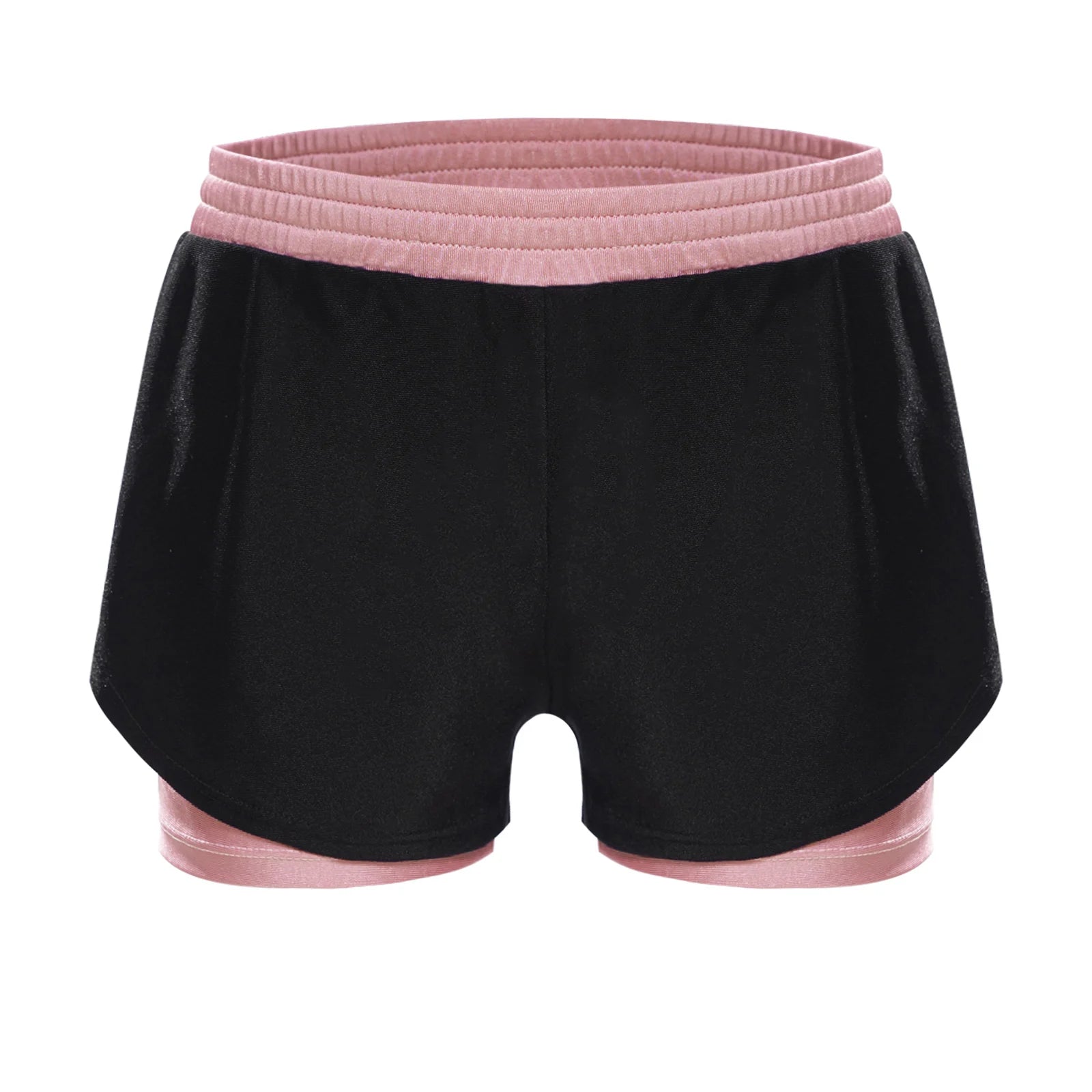 Girls Athletic Shorts - Double-Layer Sports Shorts for Yoga, Running & Workout (Ages 4-14)