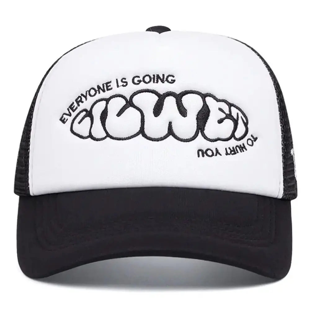 "Everyone Is Going" Letter Embroidered Trucker Cap - Breathable Hip-Hop Snapback Hat