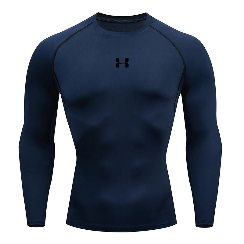 Men's Compression Long Sleeve Athletic Shirt - Running & Gym Performance Top