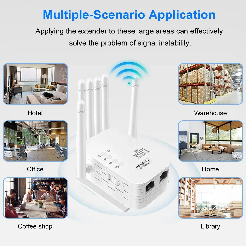 Kebidumei 1200Mbps Dual Band WiFi Extender 2.4G 5G Wireless Signal Booster Repeater