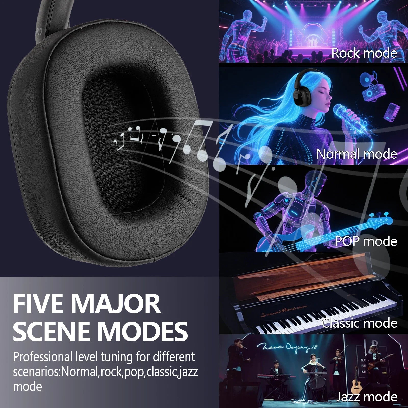Hybrid ANC Headphones with AI Translator & LED Touch Screen - Wireless Premium Audio