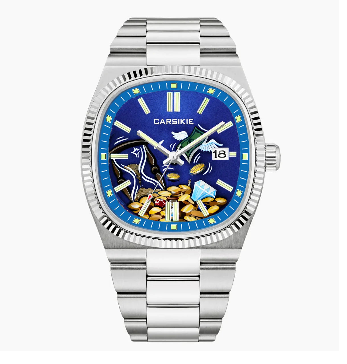 Cartoon Oil Painting Quartz Men's Watch – Casual Steel Strap Personalized Business Timepiece