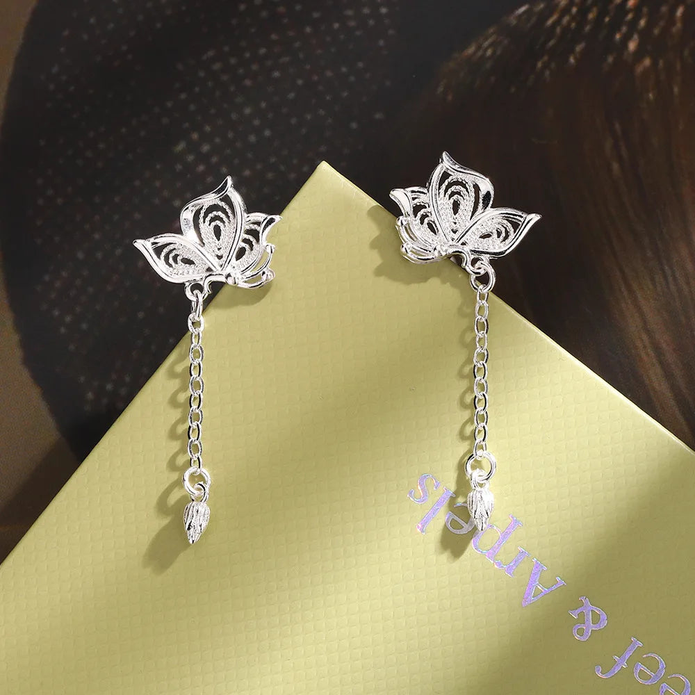 Sterling Silver Butterfly Stud Earrings – Luxury Hypoallergenic Jewelry
