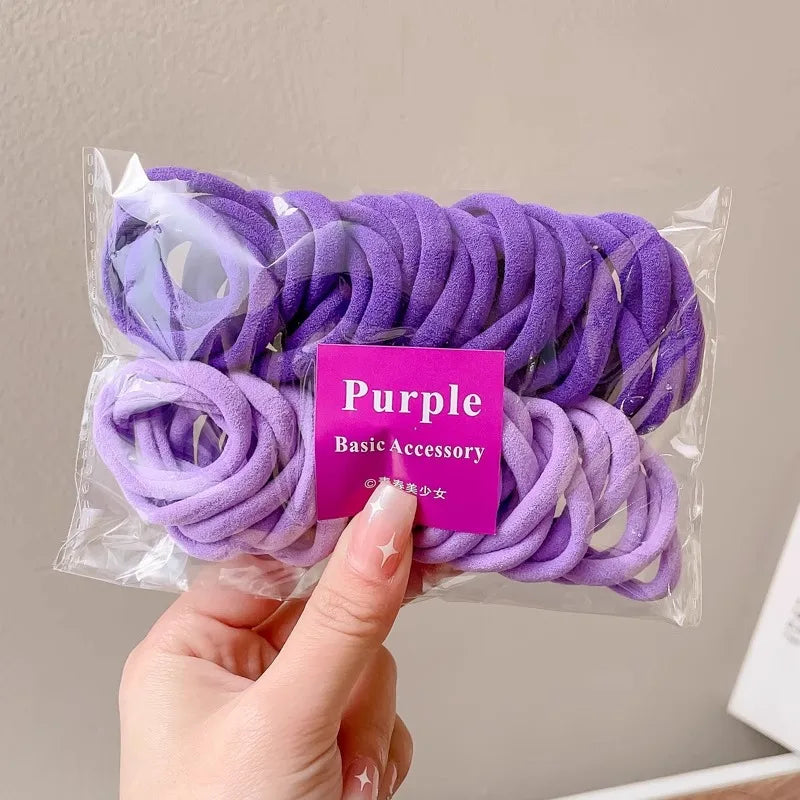 Colorful Elastic Hair Rope – Ponytail Scrunchie Set for Girls | Outdoor & Casual Wear