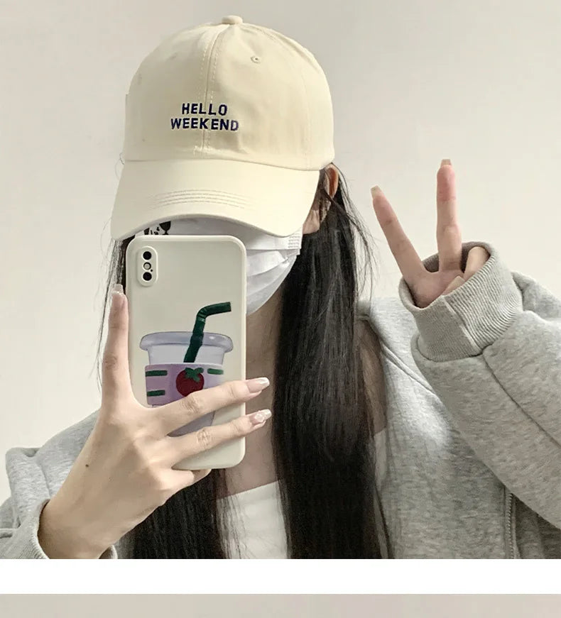 Oversized Baseball Cap for Big Heads - Embroidered Letter Curved Brim Hat for Women