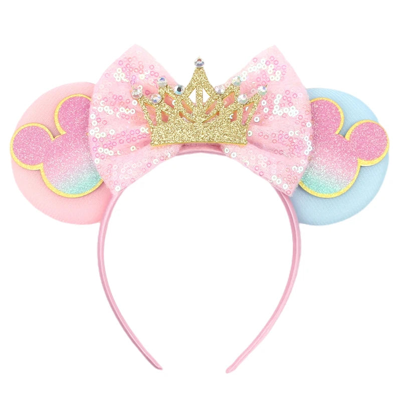 Disney Colorful Sequins Bow Headband – Rainbow Hair Accessory for Girls & Disney Fans
