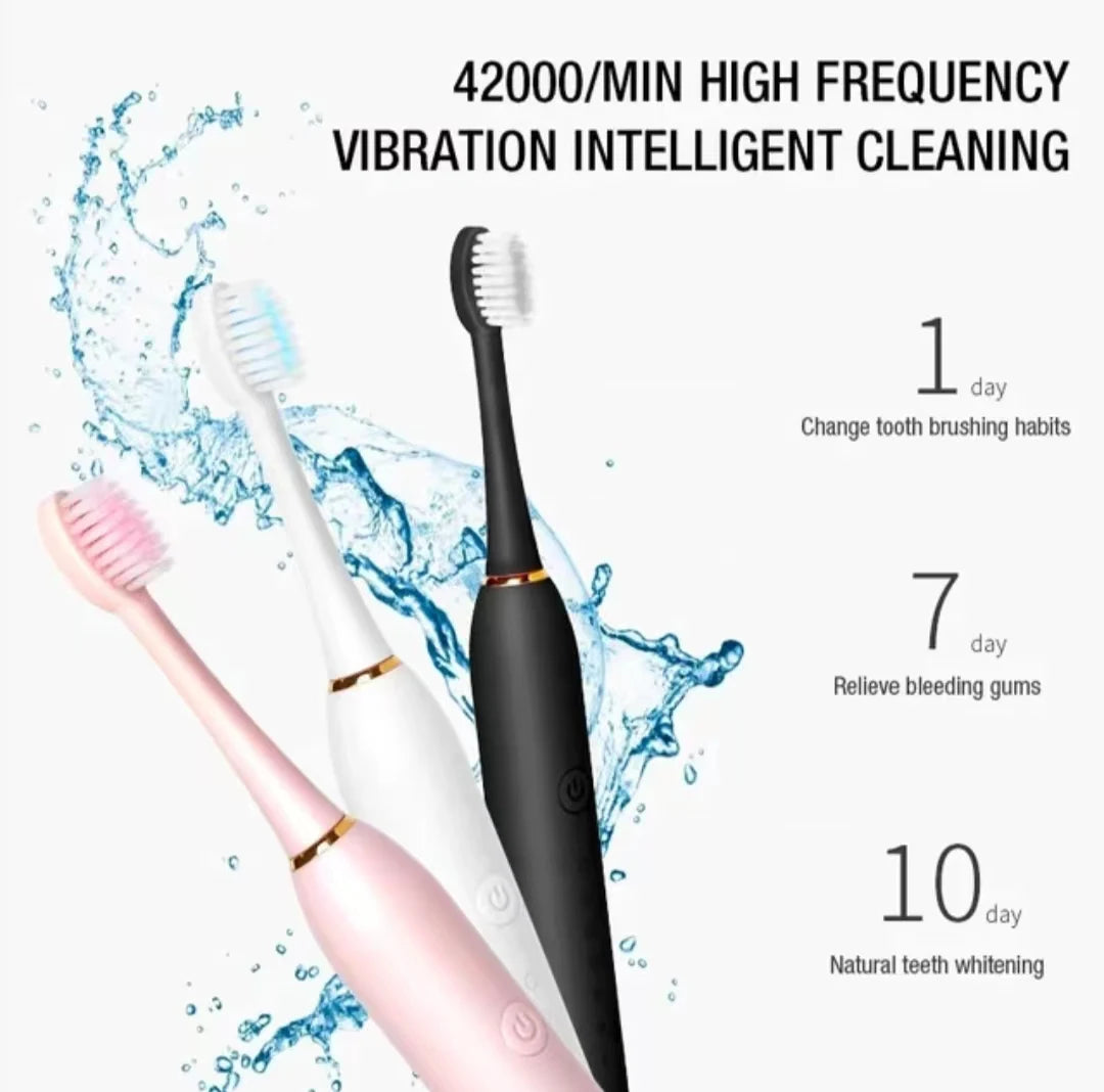 Sonic Electric Toothbrush for Adults - IPX7 Waterproof USB Rechargeable with 6 Cleaning Modes