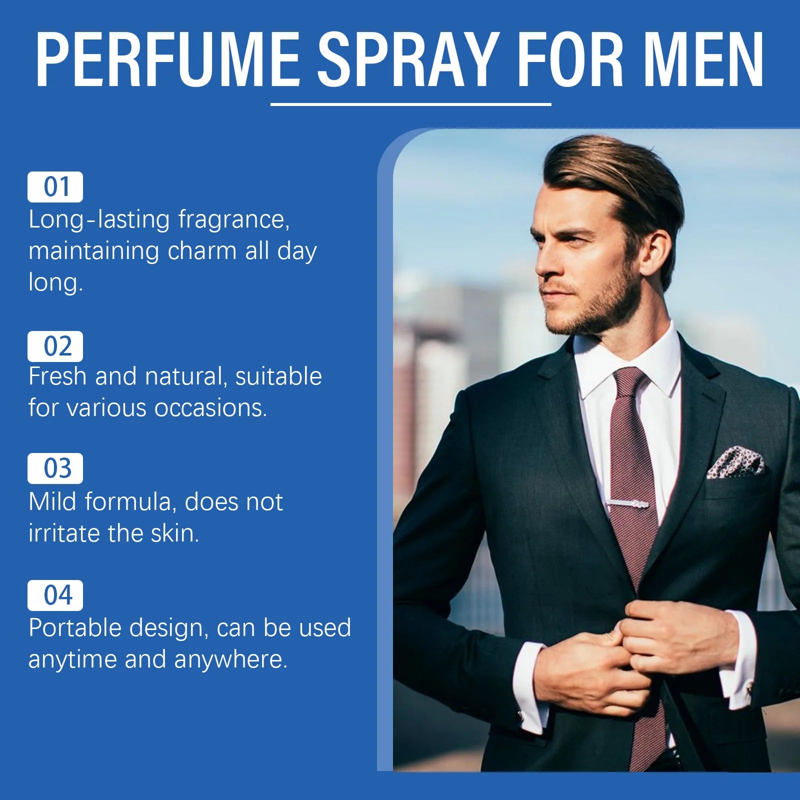 Charming Men's Cologne Spray - Natural Lasting Fragrance with Refreshing Temperament (100ml)