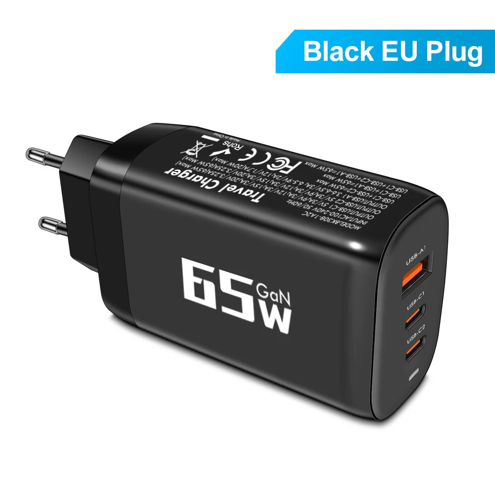 85W GaN USB-C Charger QC3.0 PPS PD Fast Charge for iPhone & Laptop