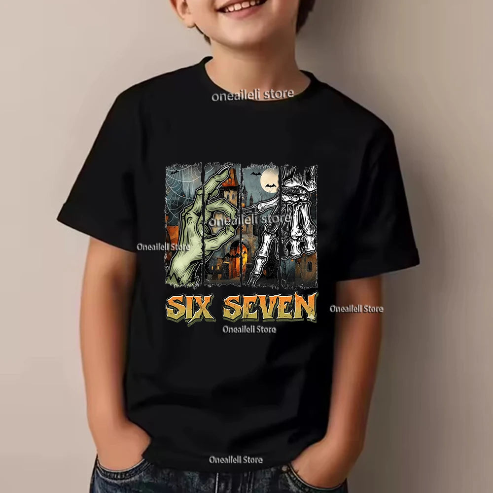 Camiseta infantil de algodão para o verão, com estampa divertida.