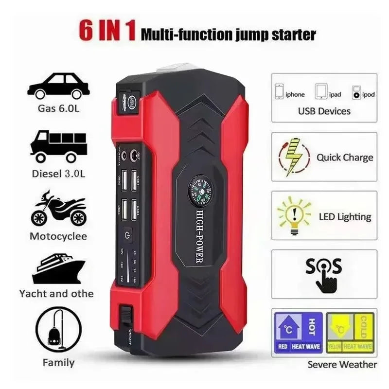 12V 98000mAh Car Jump Starter - Emergency Battery Power Bank & Booster