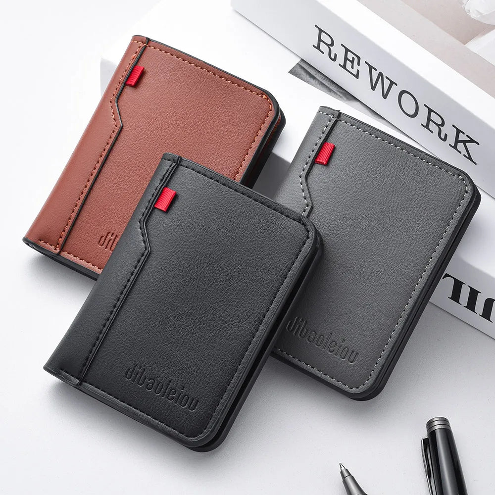 Men's Slim Leather Credit Card Wallet - Ultra-Thin Minimalist Card Holder