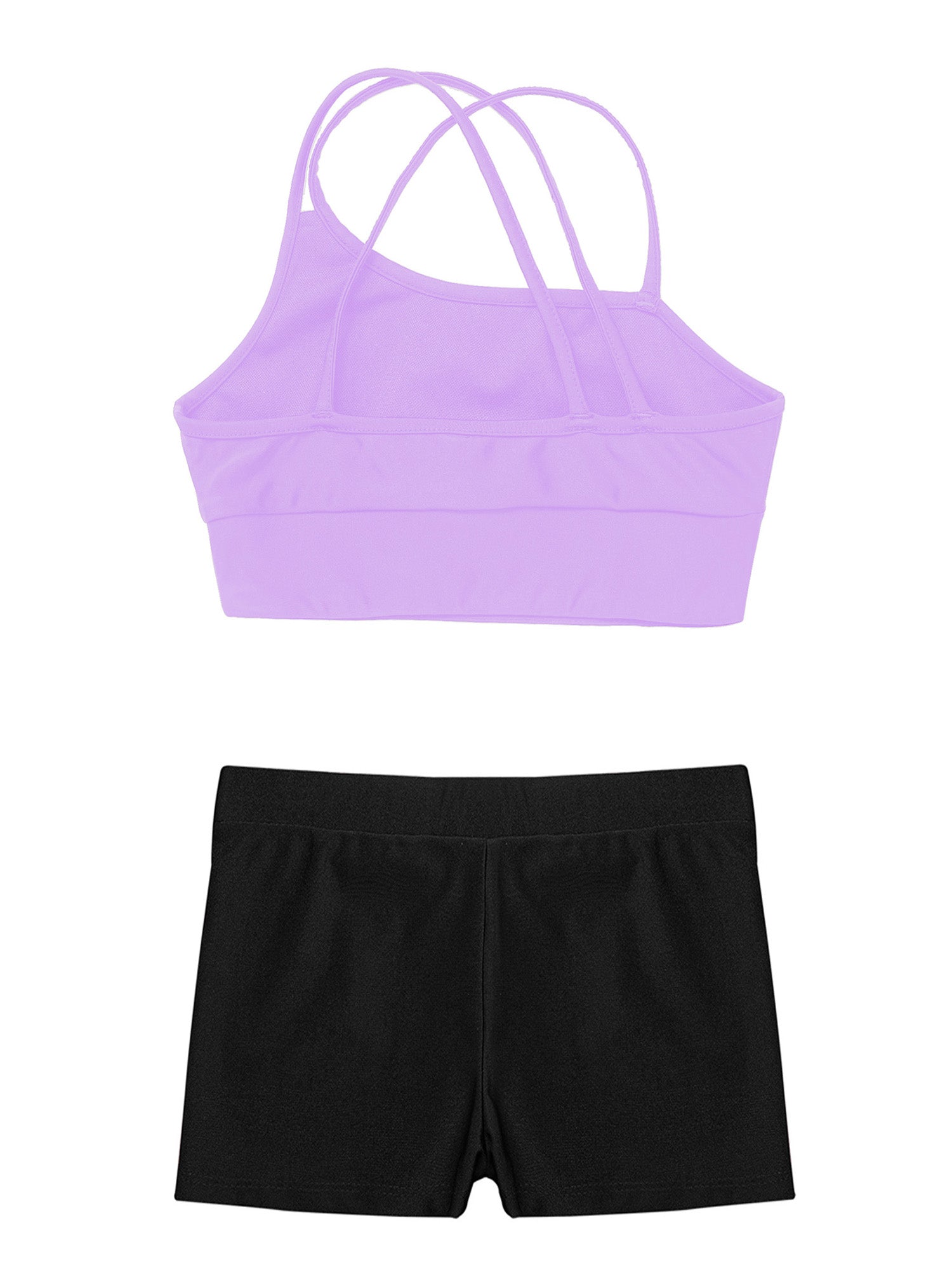 Girls Athletic Crop Top & Shorts Set - 2-Piece Activewear for Gymnastics, Dance & Workout (Ages 4-14)