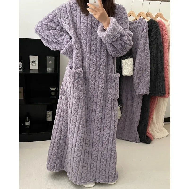 Plus Size Flannel Pajamas – Women’s Coral Velvet Nightwear