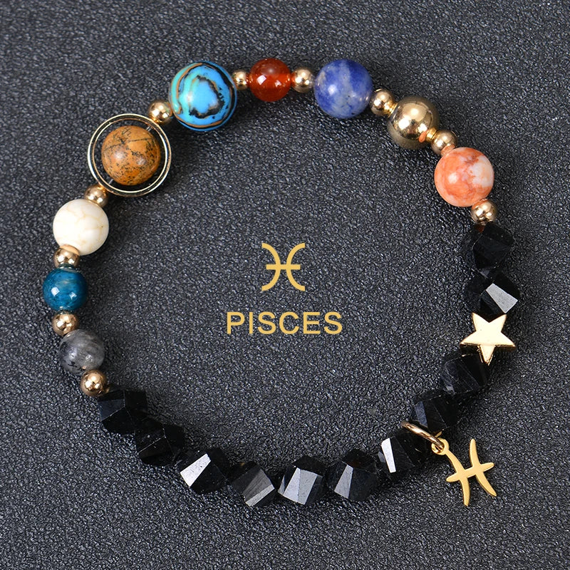 Zodiac Crystal Stone Bracelet for Women - 12 Constellation Charm Birthday Gift