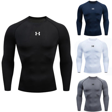 Men's Compression Long Sleeve Athletic Shirt - Running & Gym Performance Top