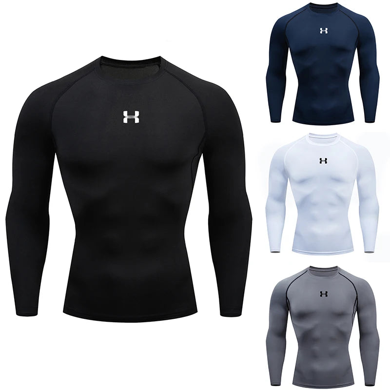Men's Compression Long Sleeve Athletic Shirt - Running & Gym Performance Top