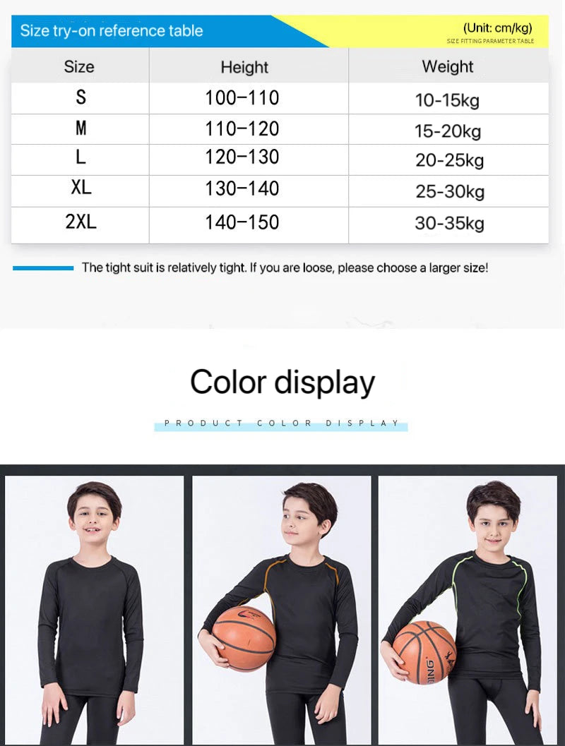 Boys Sports Compression Set - 2-Piece Athletic Base Layer for Basketball, Soccer & Training (Ages 7-13)