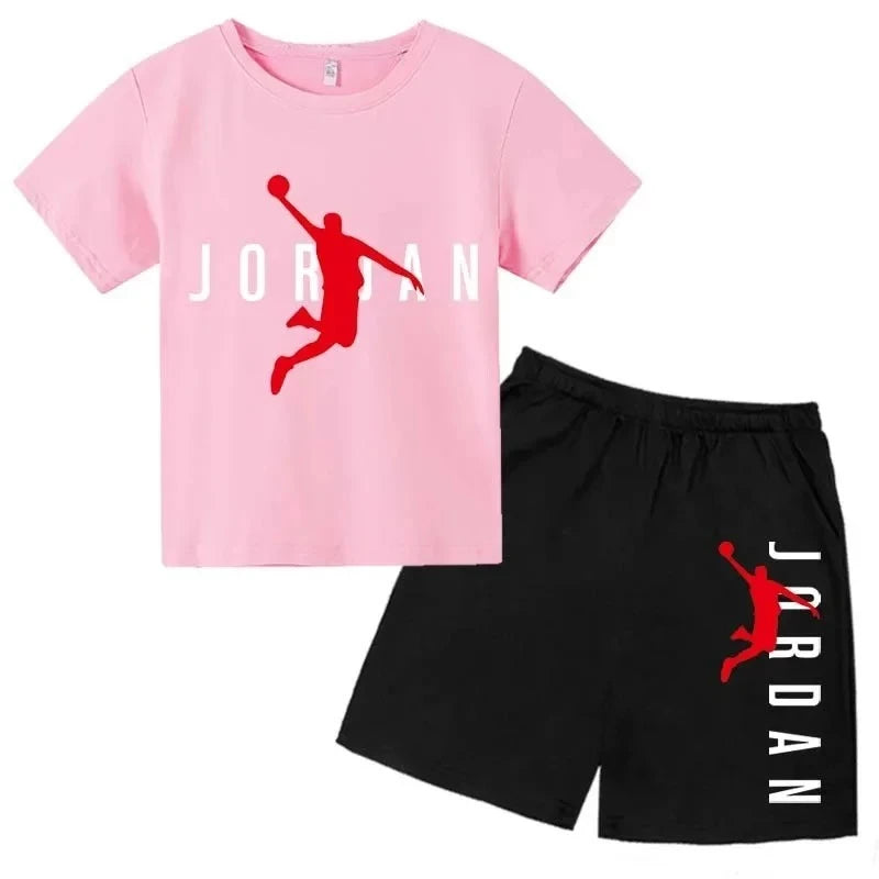 Kids Summer Outfit Set - Boys & Girls Sporty T-Shirt & Shorts (Ages 2-13)