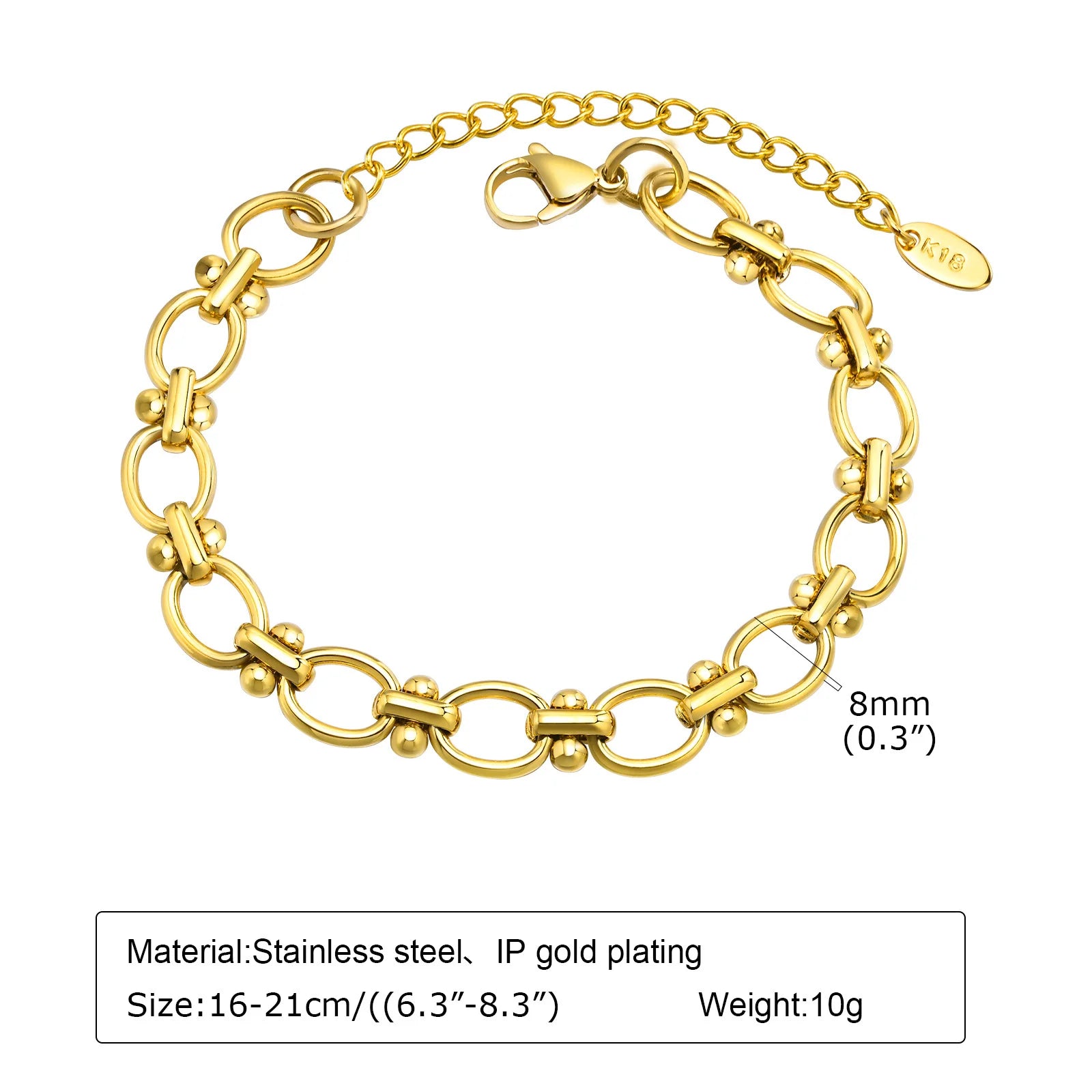 Chunky Stainless Steel Link Chain Bracelet – Gold Plated Layering Jewelry