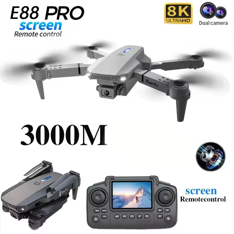 E88 Pro Foldable GPS Drone with 4K Dual Camera - 23 Min Flight, Optical Flow (360g)