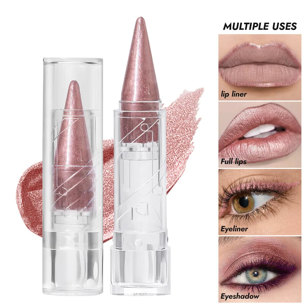 Pearlescent Brown Glitter Lipstick - Metallic Waterproof Matte Shimmer Velvet Finish