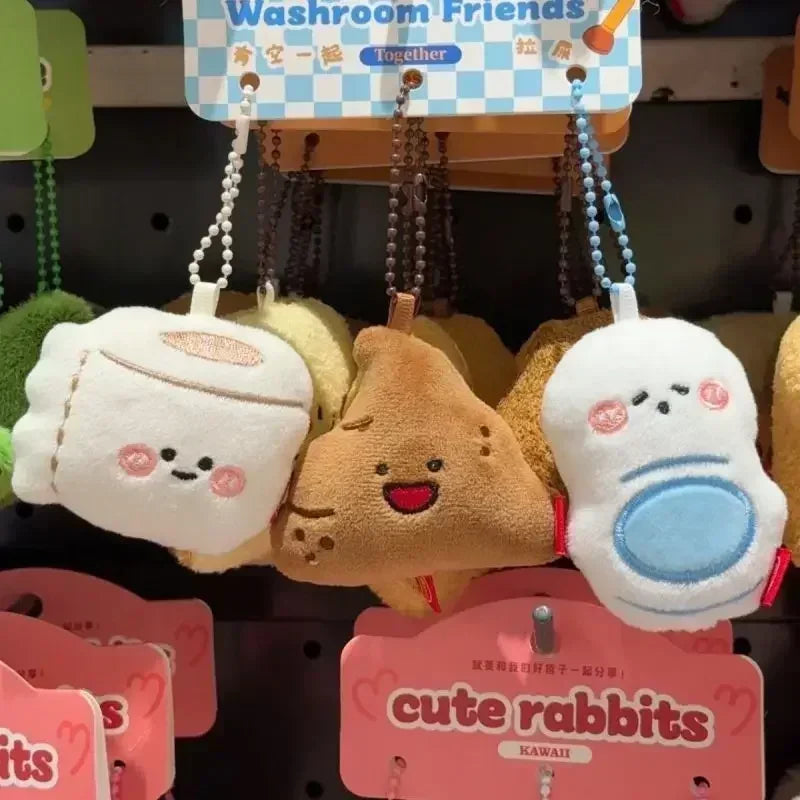 Fun Plush Keychain Toilet Series Stuffed Keychains Creative Design Small Plush Doll Bag Pendant Keyrings for Friends Gifts Keys