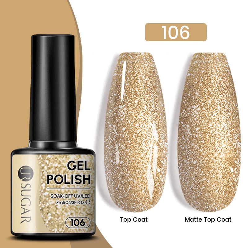 Glitter Gel Nail Polish – Semi-Permanent UV LED Gel with Sparkling Shimmer Finish