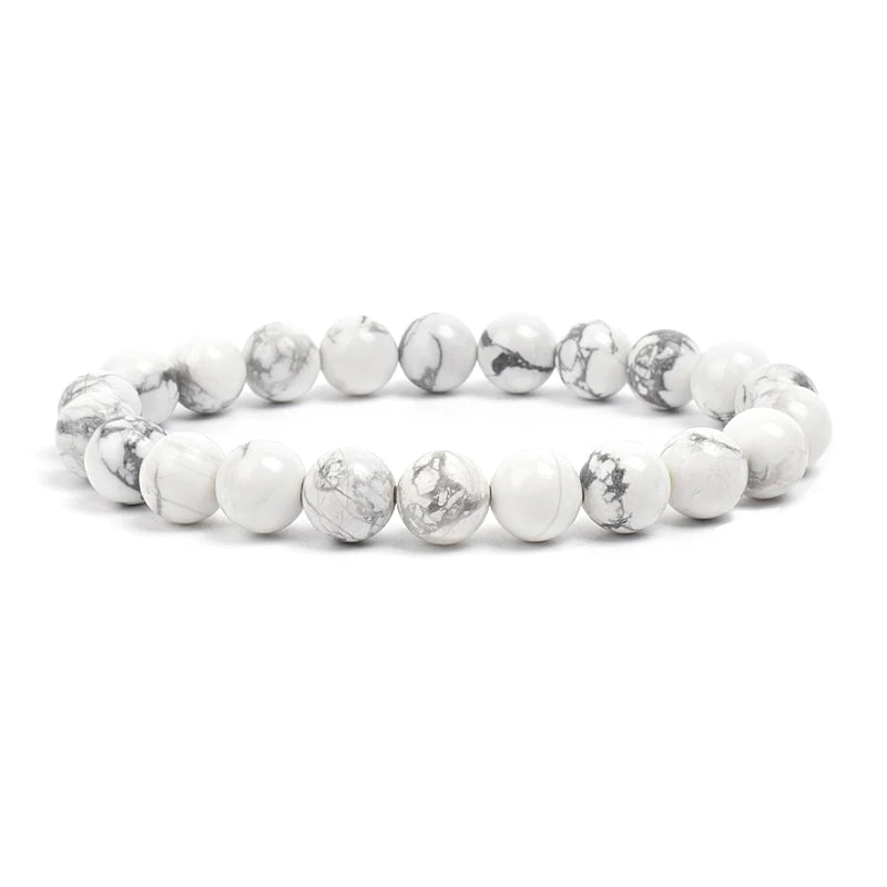 Natural Stone Beads Bracelet – Amethyst, Quartz, Jade & Agate Healing Bangle