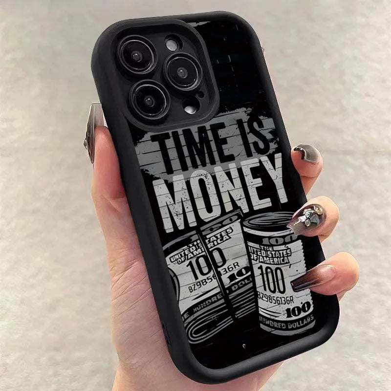 "Time is Money" iPhone Case – Soft TPU Cover for iPhone 17, 16, 15, 14, 13, 12, 11 & More