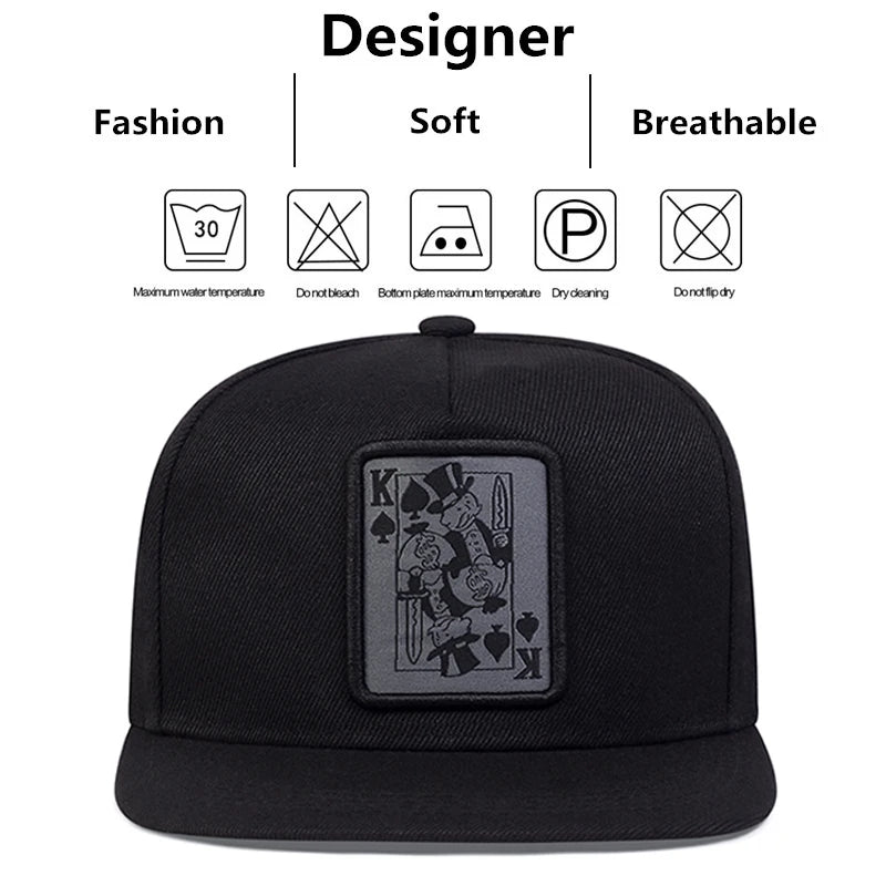 Playing Card Baseball Cap - Adjustable Snapback Trucker Hat for Fishing & Casual Wear